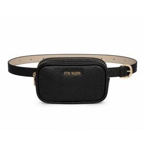 Steve Madden Womens Rectangle Belt Bag Fanny Pack Faux Leather Black Belt 43" L